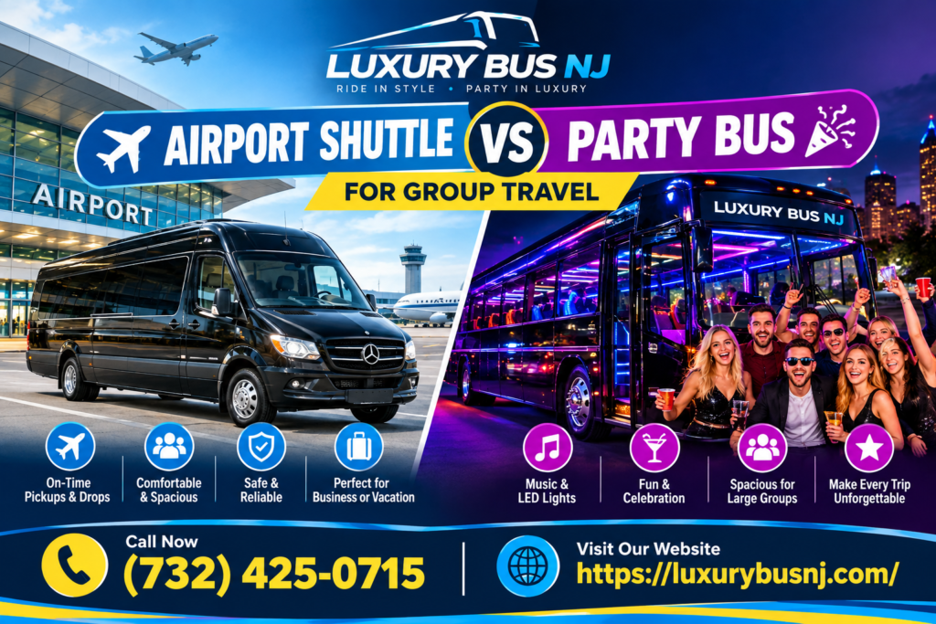 Airport Shuttle Bus NJ vs. Party Bus: Which Is Right for Your Group?